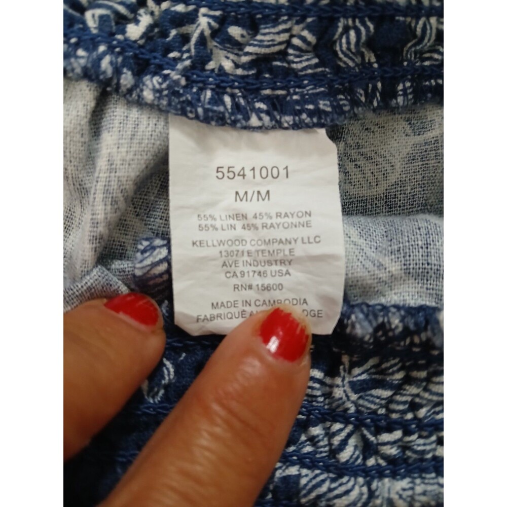 Briggs New York Blue Shorts with White Floral Pattern, Pockets, Medium - Picture 6 of 8